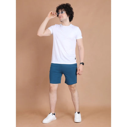 Generic Men's Casual Cotton Striped Above knee Shorts (Blue)