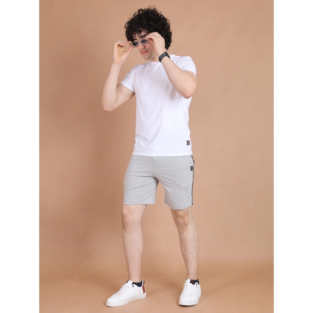 Generic Men's Casual Cotton Striped Above knee Shorts (Greymelange)
