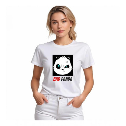 Iconic Women's Polyester Solid Printed Round Neck Half Sleeve T-shirt (White)