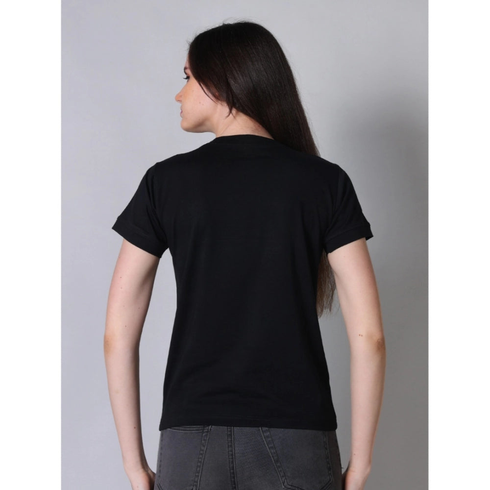 Beautiful Women's Cotton Blended Solid Round Neck Half Sleeve T-Shirt (Black)