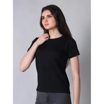 Beautiful Women's Cotton Blended Solid Round Neck Half Sleeve T-Shirt (Black)
