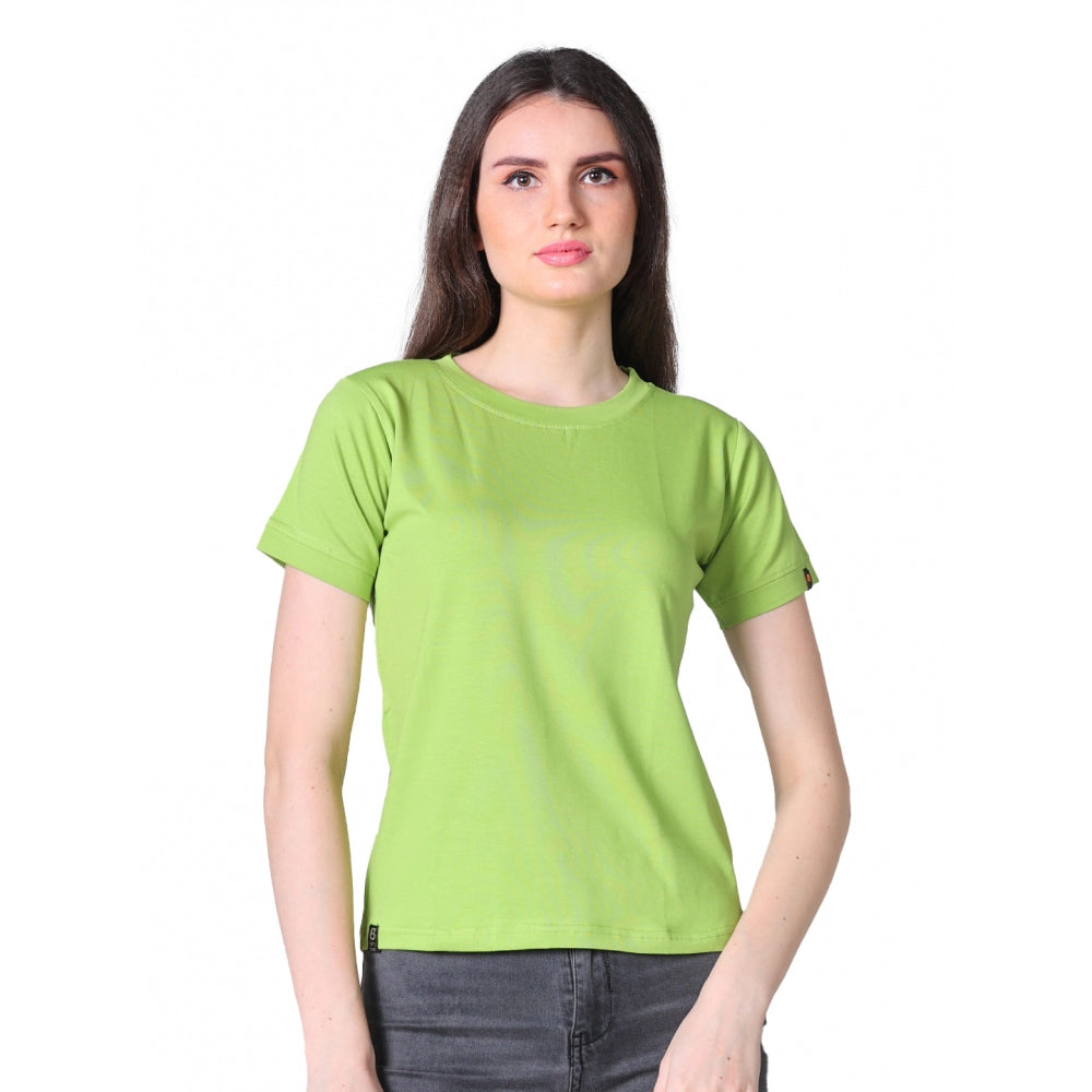 Classy Women's Cotton Blended Solid Round Neck Half Sleeve T-Shirt (Green)