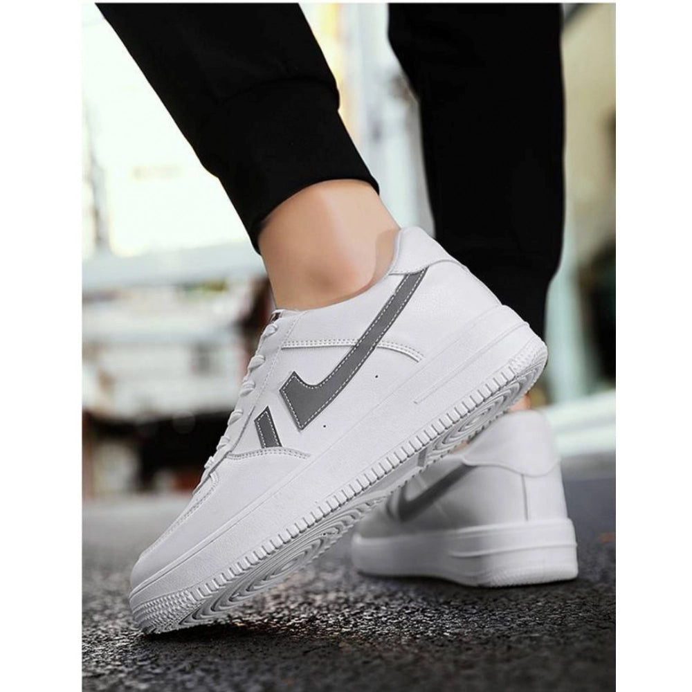 Generic Men's Casual Synthetic Solid Lace-Up Shoes (White)