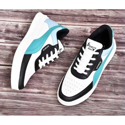 Generic Men's Casual Synthetic Solid Lace-Up Shoes (Blue)
