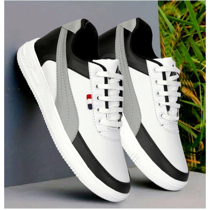 Generic Men's Casual Synthetic Solid Lace-Up Shoes (Black)