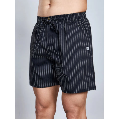 Generic Men's Casual Cotton Checkred Above Knee Boxer Shorts (Black)