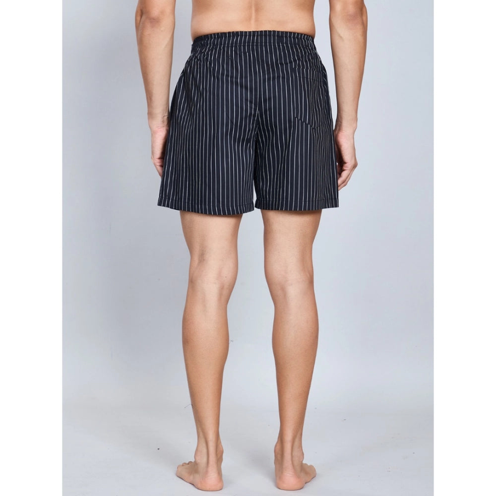 Generic Men's Casual Cotton Checkred Above Knee Boxer Shorts (Black)