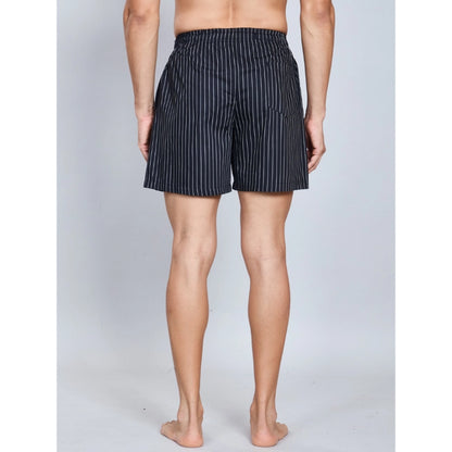 Generic Men's Casual Cotton Checkred Above Knee Boxer Shorts (Black)