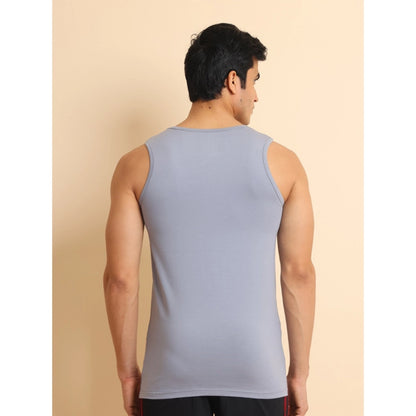 Generic Men's Casual Cotton Solid Round Neck Sleeveless Vest (Teegrey)