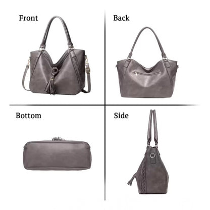 Generic Women's PU Leather Large Shoulder Zipper Handbag (Grey)
