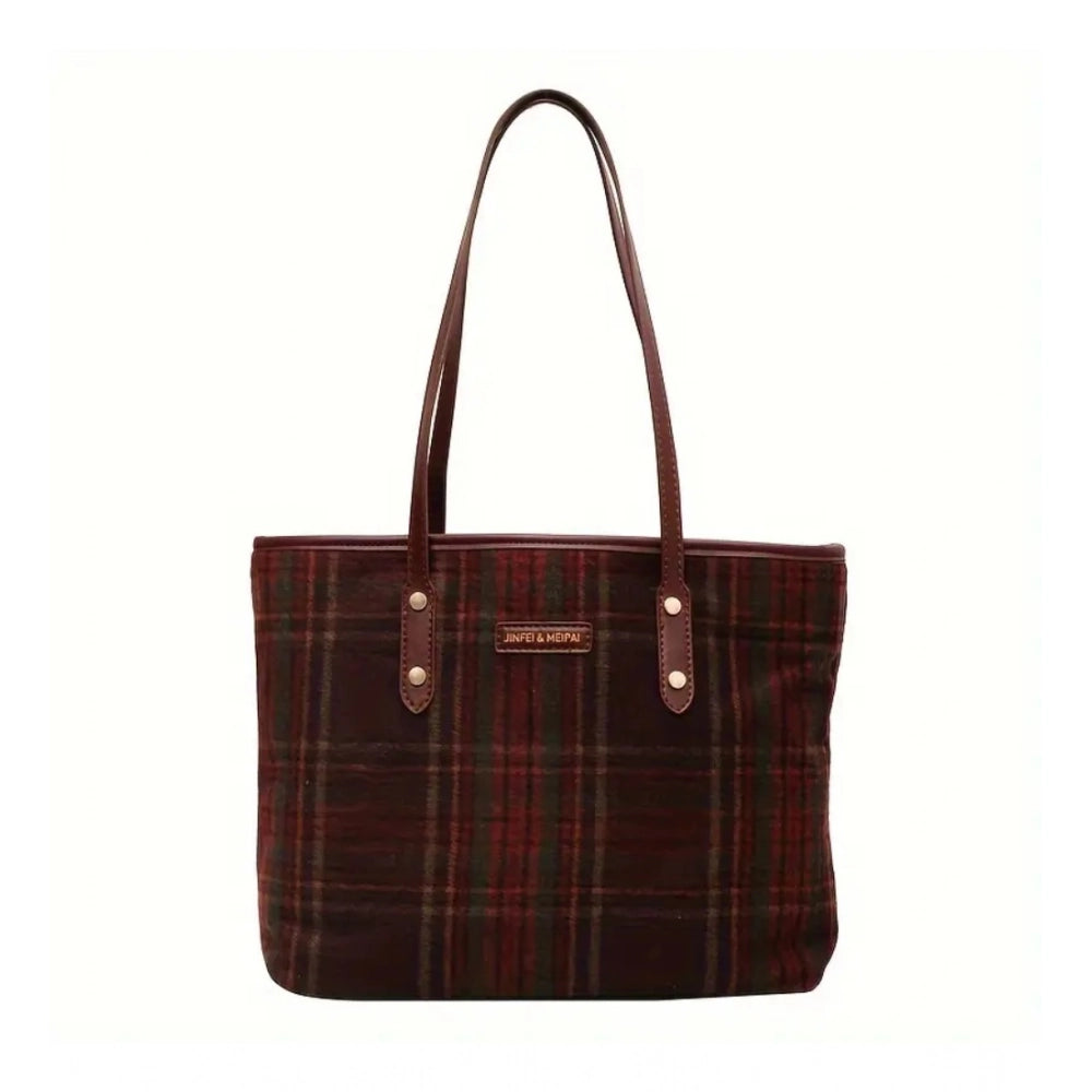 Generic Women's Woolen  Medium Shoulder Zipper Handbag (Red)