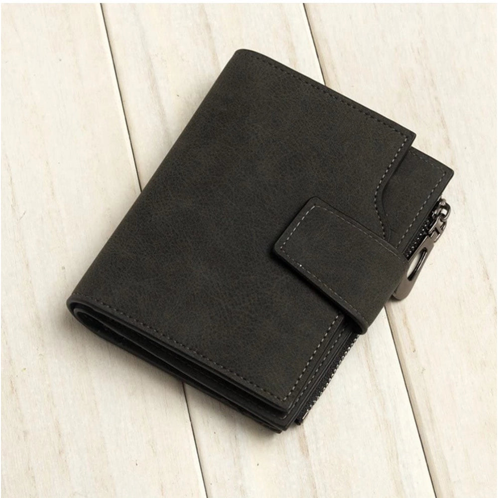 Generic Women's Vegan Leather Small Zipper Wallet (Black)