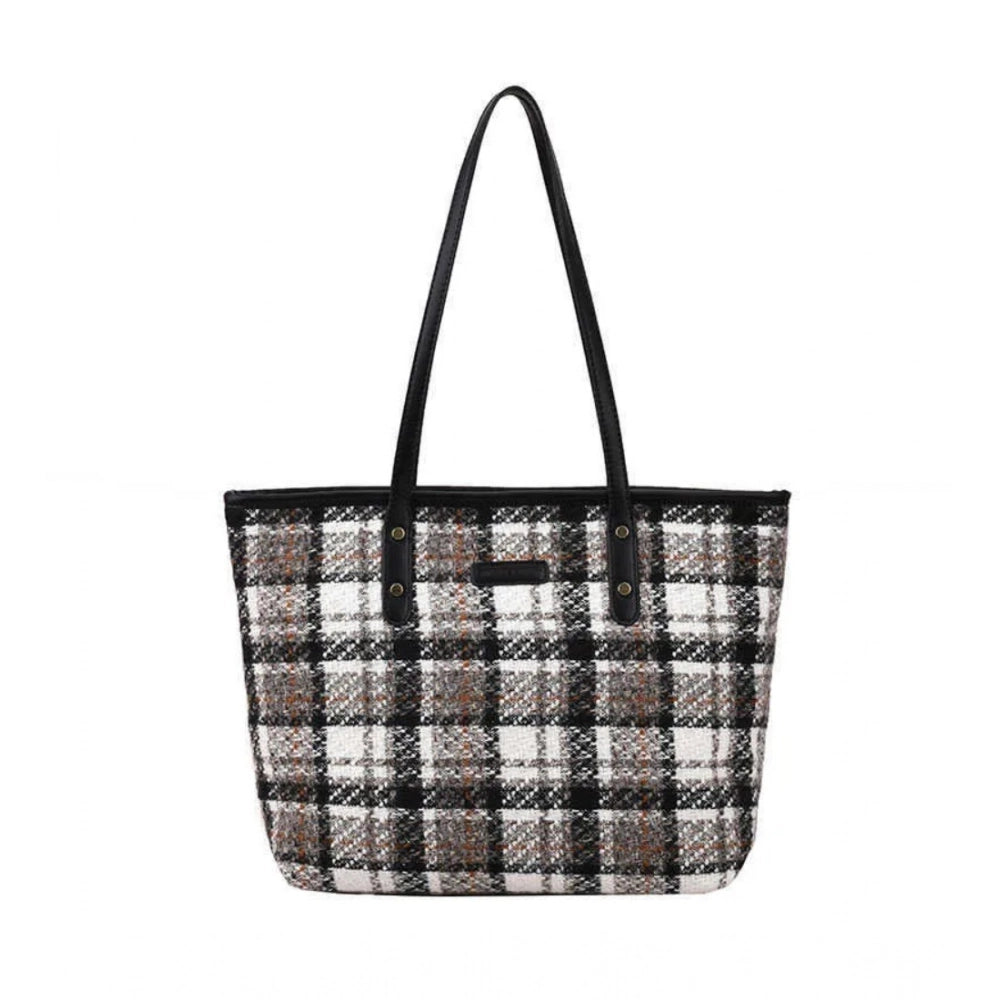 Generic Women's Woolen  Medium Shoulder Zipper Handbag (White)