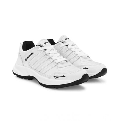 Generic Men's Casual Synthetic Leather Lace-Up Shoes (White)
