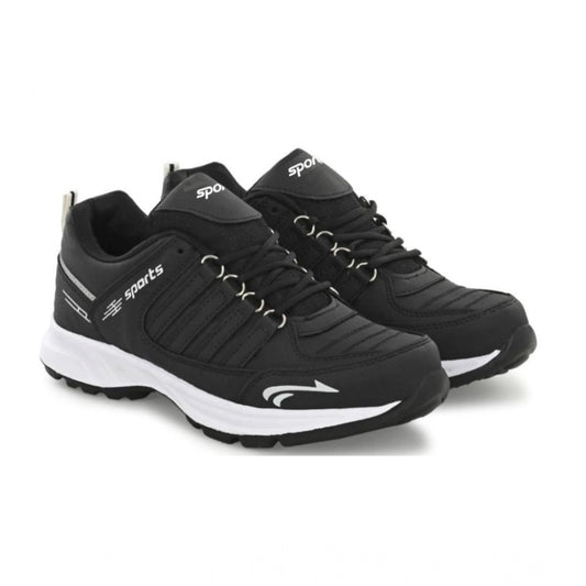 Generic Men's Casual Synthetic Leather Lace-Up Shoes (Black)