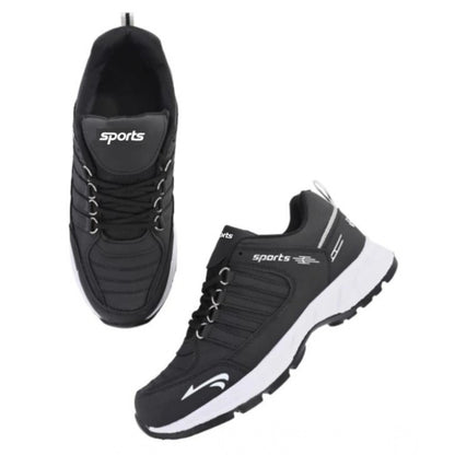 Generic Men's Casual Synthetic Leather Lace-Up Shoes (Black)