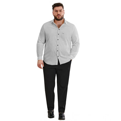 Generic Mens Casual Cotton Solid Full Sleeve Shirt (Grey)