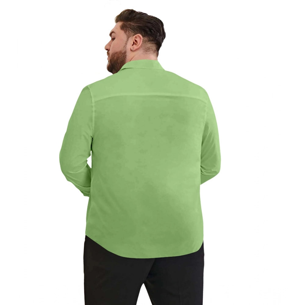Generic Mens Casual Cotton Solid Full Sleeve Shirt (Pista)