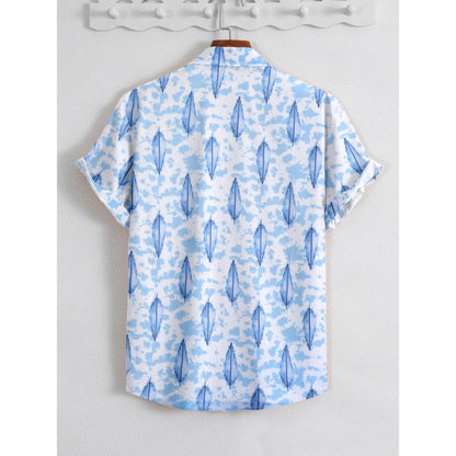 Generic Men's Popcon Lycra Printed Half Sleeve Shirt (Blue)