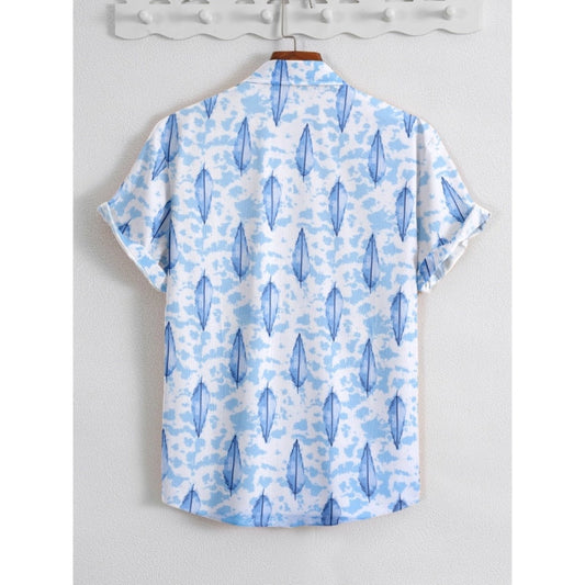 Generic Men's Popcon Lycra Printed Half Sleeve Shirt (Blue)