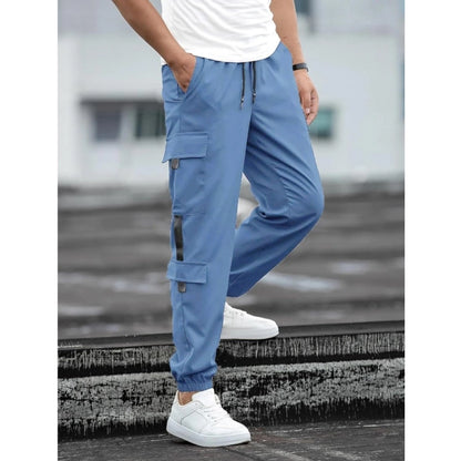 Generic Men's Casual Cotton Blended Pull On Cargo Pant (Nevy Blue)