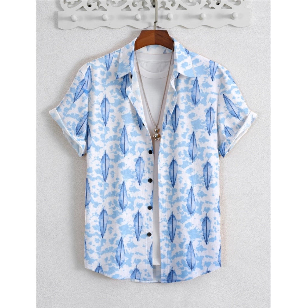 Generic Men's Popcon Lycra Printed Half Sleeve Shirt (Blue)