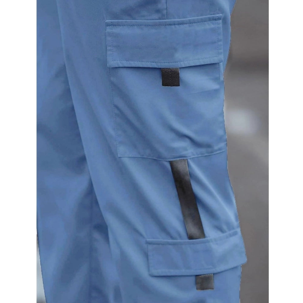 Generic Men's Casual Cotton Blended Pull On Cargo Pant (Nevy Blue)