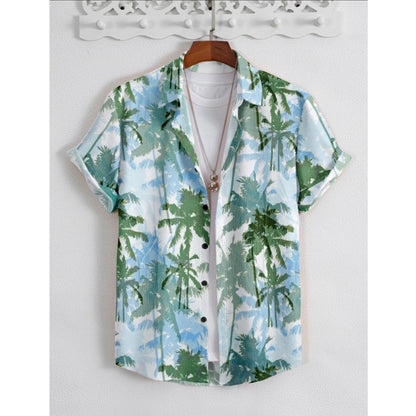 Generic Men's Popcon Lycra Printed Half Sleeve Shirt (Green)