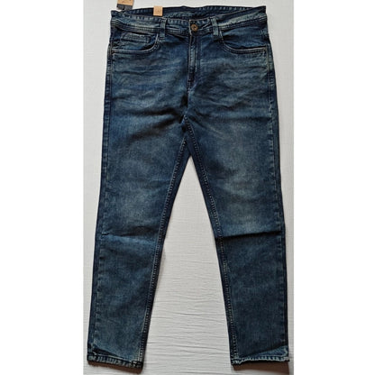 Generic Men's Cotton Blended Solid Tapered Jeans (Blue)