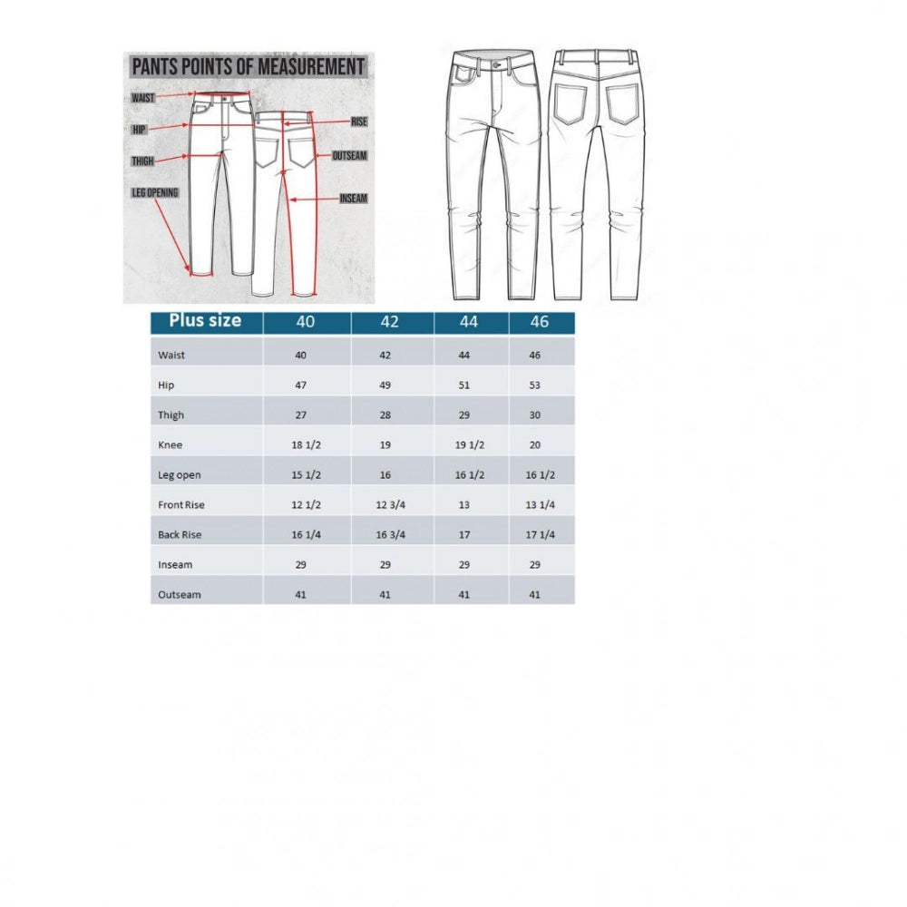Generic Men's Cotton Blended Solid Plus Size Jeans (White)
