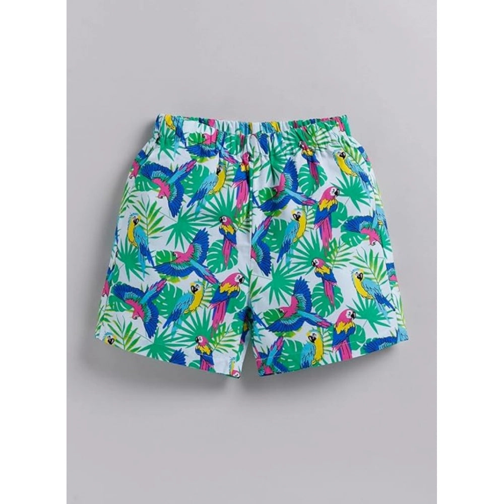 Generic Boy's Twill Cotton Printed Short Sleeve Shirt And Shorts Set (Multicolor)