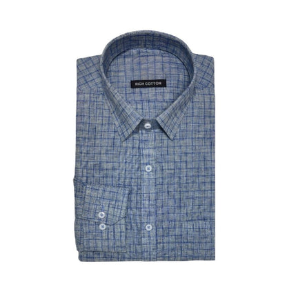 Generic Men's Cotton Lycra Full Sleeve Checked Casual Shirt (Grey)