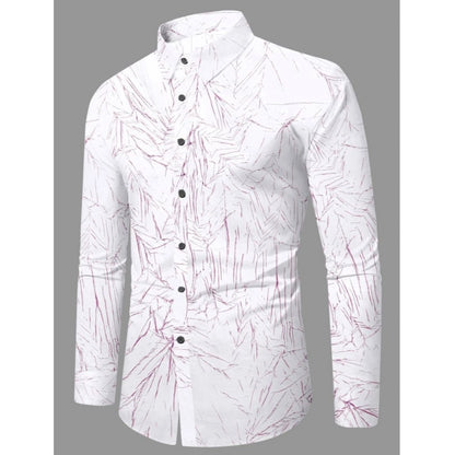 Generic Men's Casual PollyCotton Textured Full Sleeve Collar Shirt (Pink)