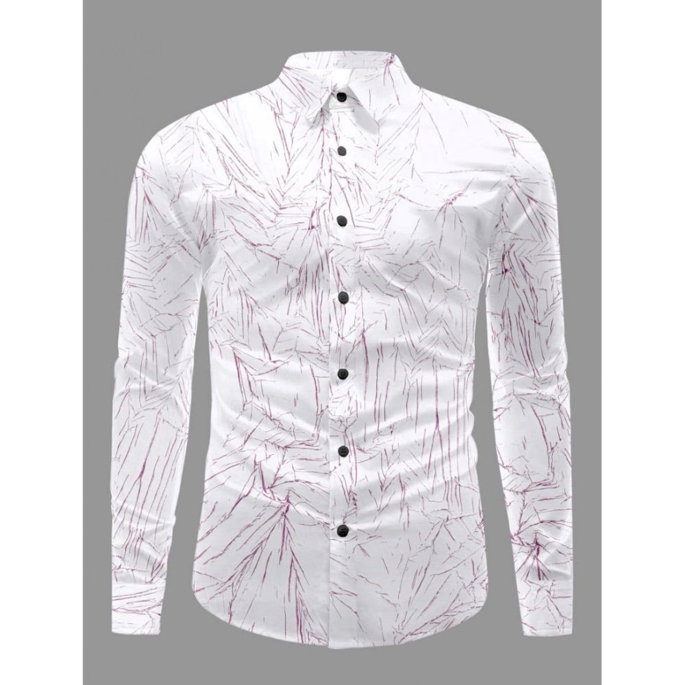 Generic Men's Casual PollyCotton Textured Full Sleeve Collar Shirt (Pink)