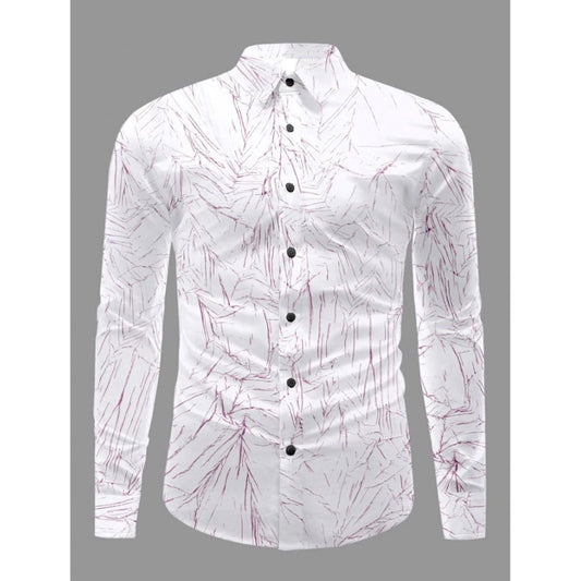 Generic Men's Casual PollyCotton Textured Full Sleeve Collar Shirt (Pink)