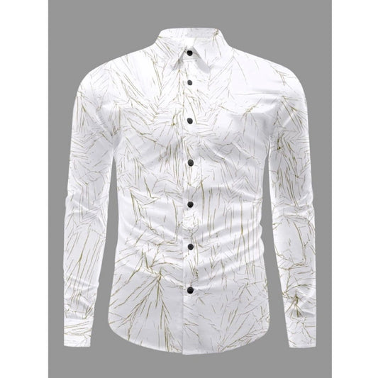 Generic Men's Casual PollyCotton Textured Full Sleeve Collar Shirt (Green)