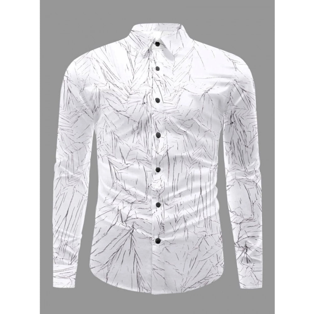 Generic Men's Casual PollyCotton Textured Full Sleeve Collar Shirt (Black)