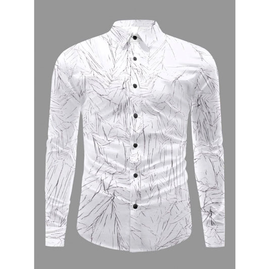 Generic Men's Casual PollyCotton Textured Full Sleeve Collar Shirt (Black)
