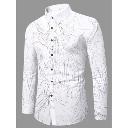 Generic Men's Casual PollyCotton Textured Full Sleeve Collar Shirt (Black)