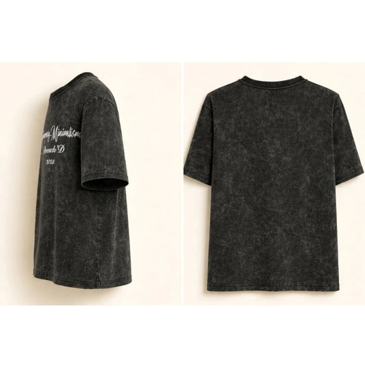 Generic Men's Cotton Acid wash T-shirt (Grey)