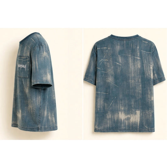 Generic Men's Cotton Acid wash T-shirt (Blue)