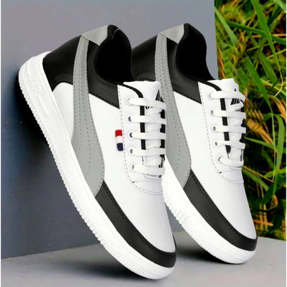 Generic Men's Casual Synthetic Lace-ups Casual Shoes (White)