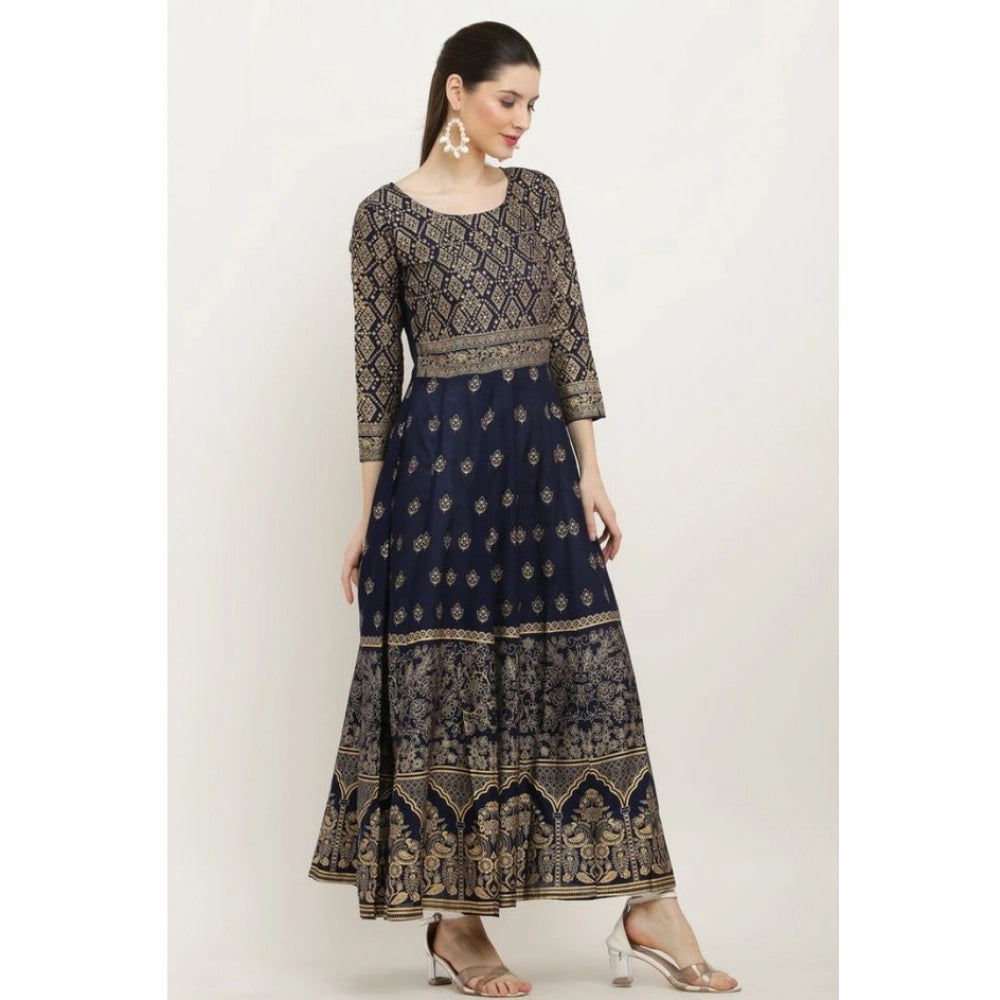 Captivating Women's Casual Rayon 3-4th Sleeves Anarkali Kurti (Blue)
