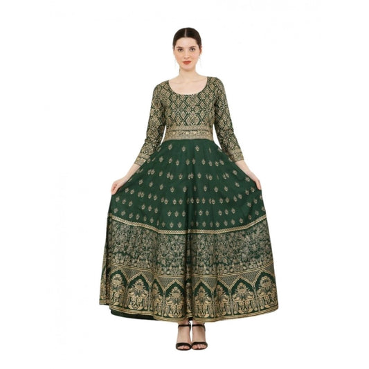 Captivating Generic Women's Casual Rayon 3-4th Sleeves Anarkali Kurti (Green)