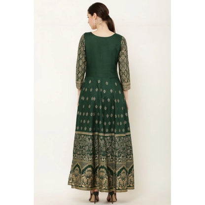 Captivating Generic Women's Casual Rayon 3-4th Sleeves Anarkali Kurti (Green)