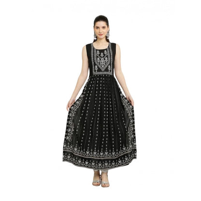 Magnificent Women's Casual Rayon Sleeveless Kurti (Black)
