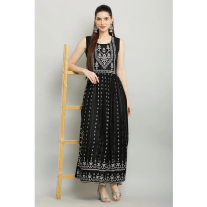 Magnificent Women's Casual Rayon Sleeveless Kurti (Black)
