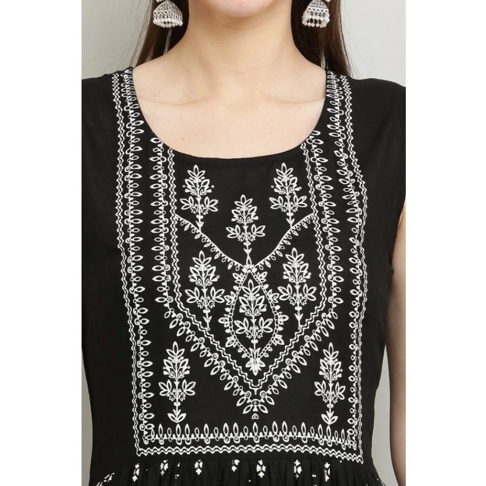 Magnificent Women's Casual Rayon Sleeveless Kurti (Black)