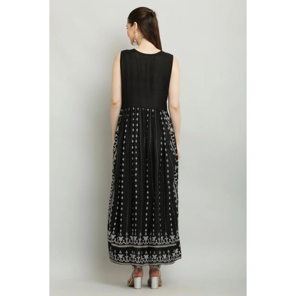 Magnificent Women's Casual Rayon Sleeveless Kurti (Black)