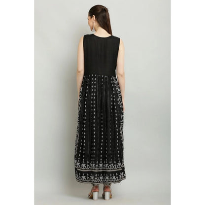 Magnificent Women's Casual Rayon Sleeveless Kurti (Black)
